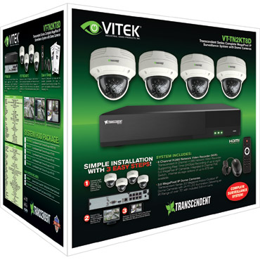 Transcendent Series Complete MegaPixel IP Surveillance System with Dome Cameras & 8-Channel Recorder